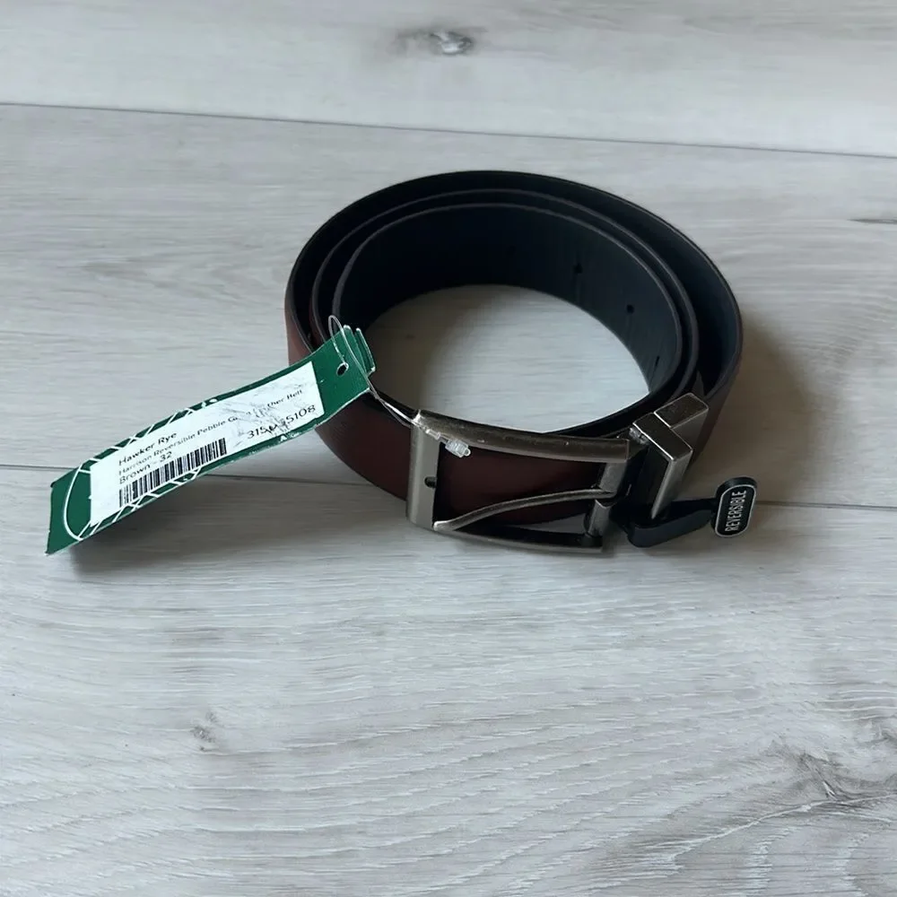 Hawker Rye Harrison Reversible Pebble Leather Belt Brown Size‎ 32 Stitch Fix NWT